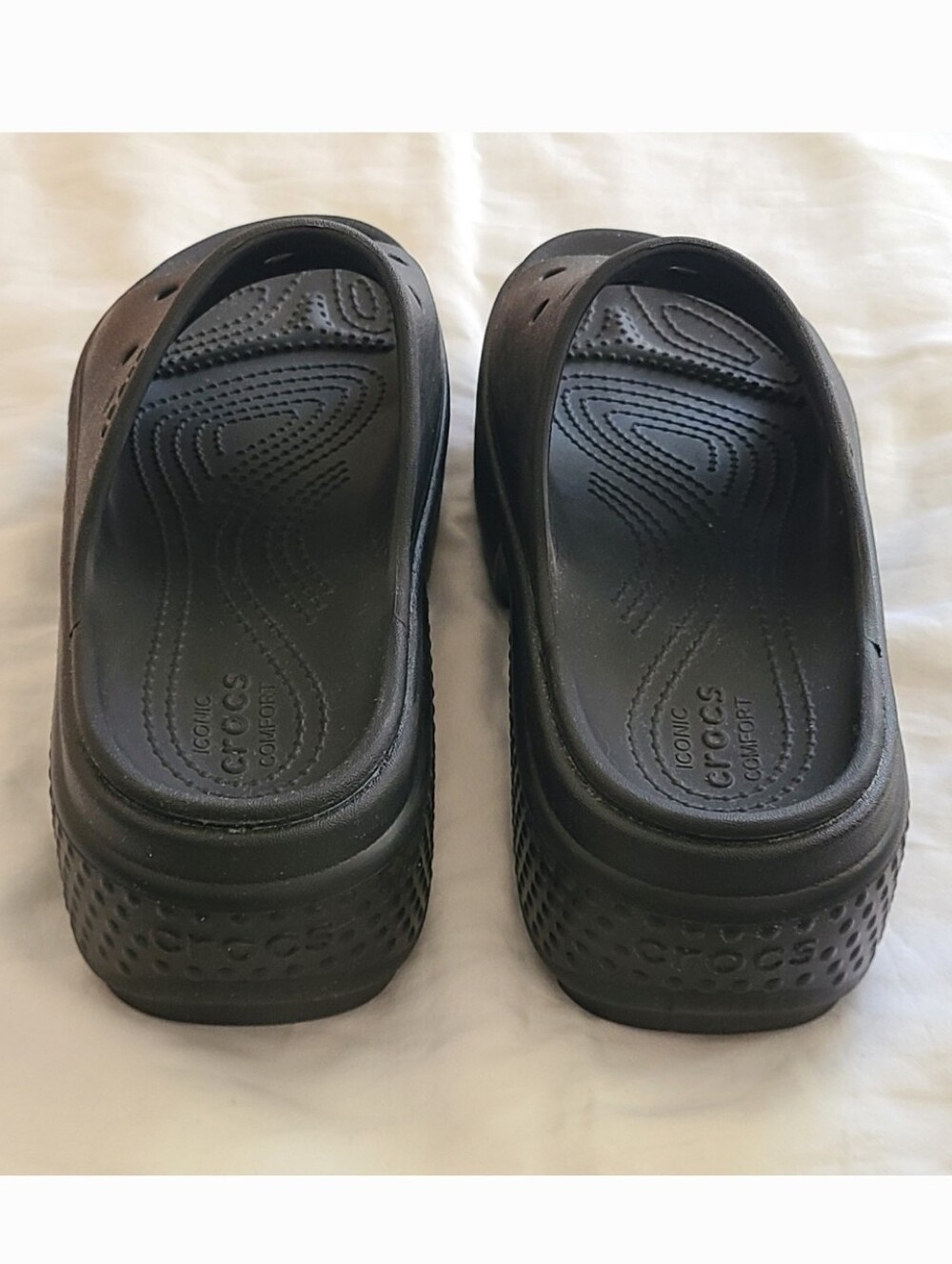 Crocs Unisex Adult Stomp Slides Platform Sandals Black - Picture 9 of 11